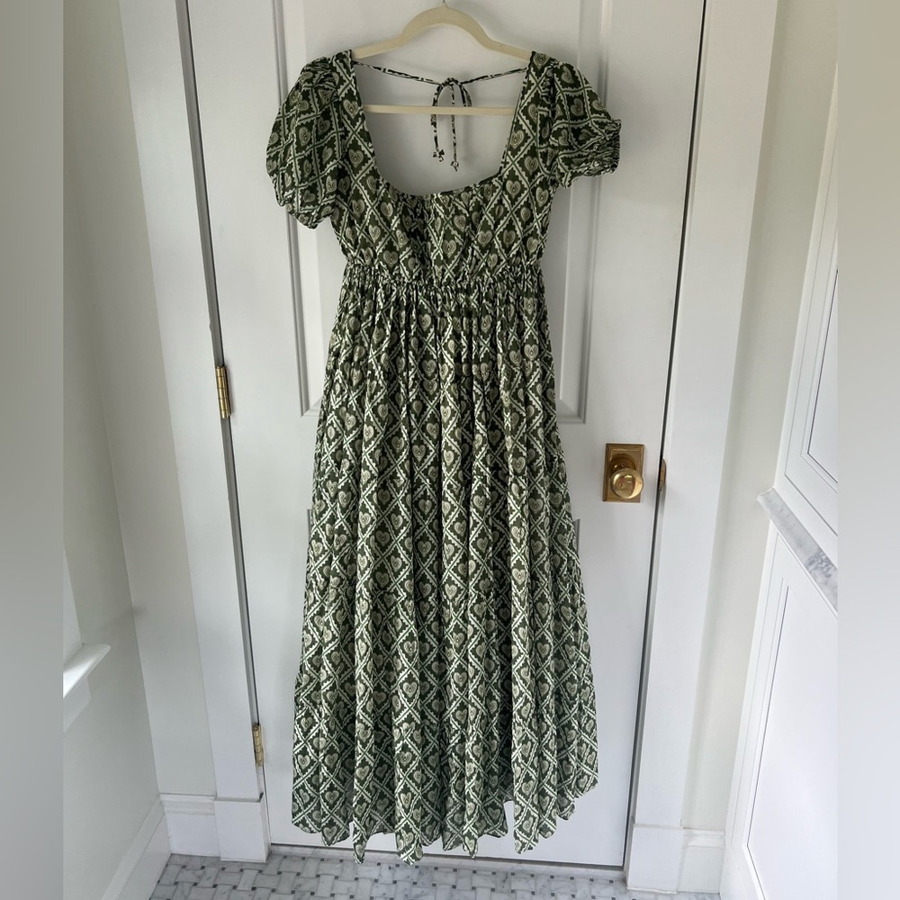 Rhode Joanna Dress NWT size XS Love Lockdown Chive Green print